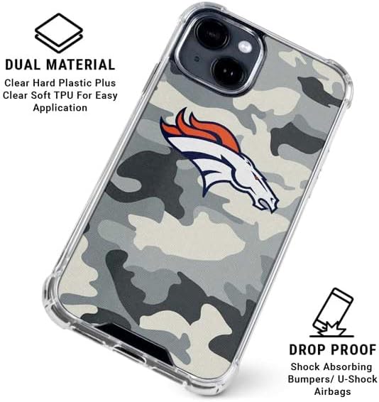 Skinit Clear Phone Case Compatible with iPhone 15 - Officially Licensed NFL Denver Broncos Camo Design