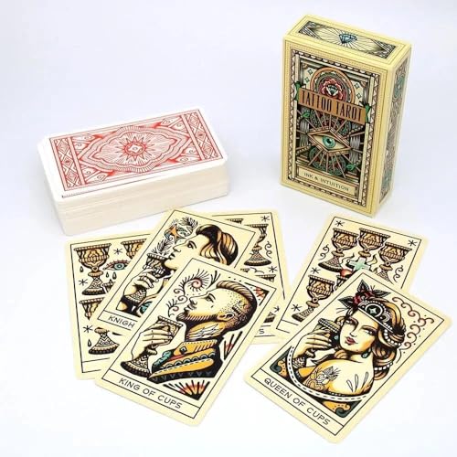 Image of AYME Tattoo Tarot 78 Tarot Cards Tattoo Tarot Ink & Intuition Cards Beautifully Ilustrated Set Of Featuring Vintage Tattoo Deck Tarot Game (Style 37)