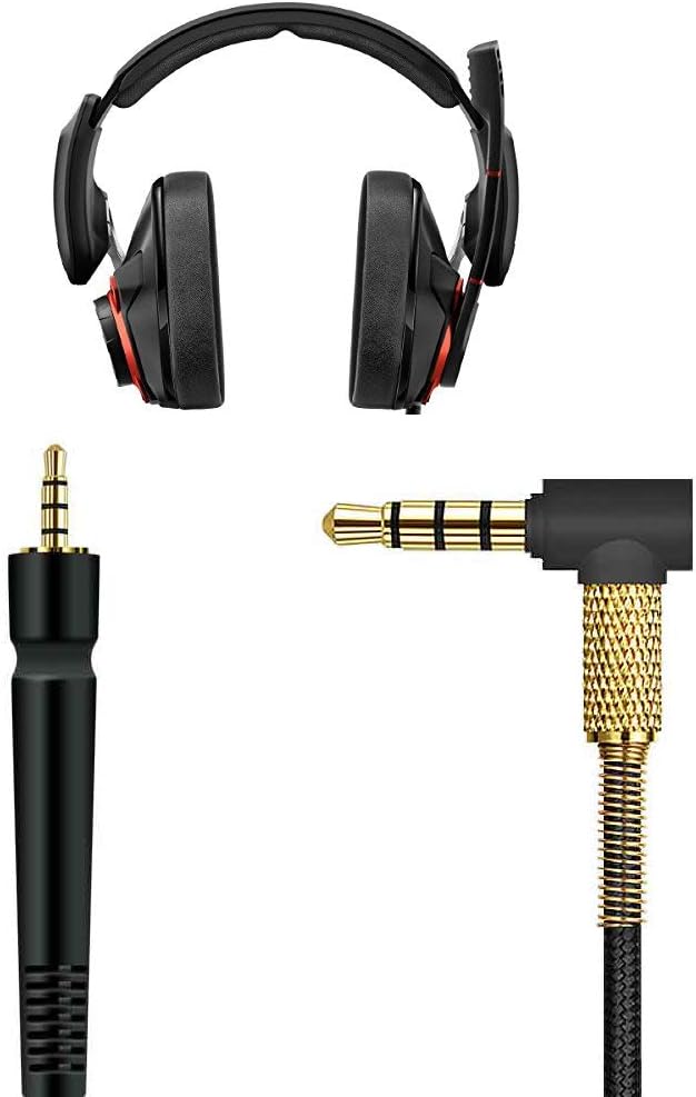 Esimen Microphone Audio Cable for Sennheiser Game ONE, Game Zero, PC 373D, GSP 350, GSP 500, GSP 600 4FT (Black+Gold)
