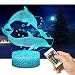 Produktbild 3D Lampe LED Nachtlicht mit Fernbedienung, USlinsky 7 Farben Wählbar Dimmbare Touch Schalter Nachtlampe Geburtstag Geschenk, Frohe Weihnachten Geschenke Für Mädchen Männer Frauen Kinder