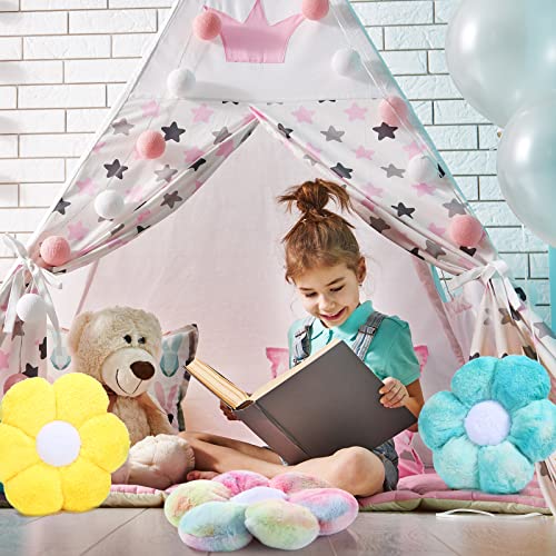 5 Pcs Flower Pillow 12" X 12" Cute Plush Throw Flower Floor Pillow Flower Shaped Floor Cushions Seating Cushion Toy Casual Comfortable Leisure Reading Pillow For Living Room Bed Car Office, Multicolor #TOP6