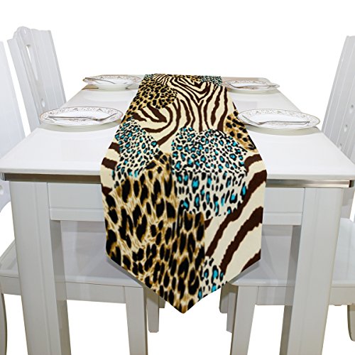 Wozo Animal Tiger Zebra Print Table Runner Placemat Decoration Kitchen 13 X 90 Inches Rectangle Table Runner For Home Coffee Dining Table Party #TOP3