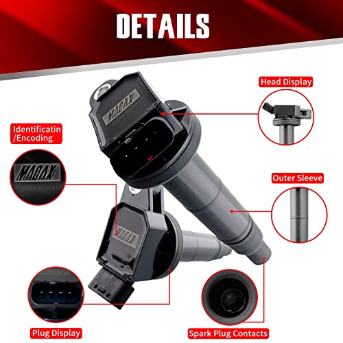 Macax Set Of 4 Ignition Coils Uf333 C1330 Compatible With Toyota Corolla Camry Rav4 Solara Matrix Highlander Lexus Pontiac Scion - L4 2.0L 2.4L #TOP3