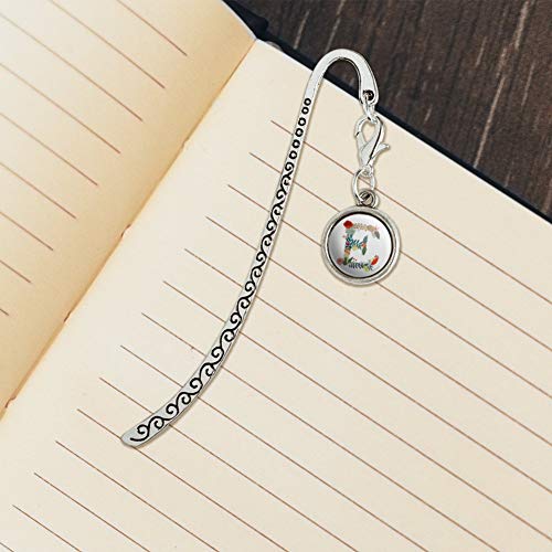 Letter E Floral Monogram Initial Metal Bookmark Page Marker With Charm #TOP2