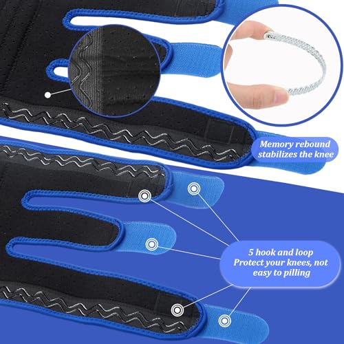 Image of Foilswirl 1 Pcs Kids Knee Brace with Side Stabilizers,Blue | Patella Gel Pad Opening, Adjustable Straps Youth Child Knee Brace Support, Meniscus Tear Sports Running