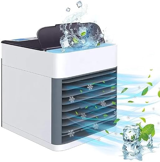 Portable Air Cooler – 3-in-1 Evaporative Mini Air Conditioner with 3 Speeds, USB Powered Personal Space Cooler, LED Night ...