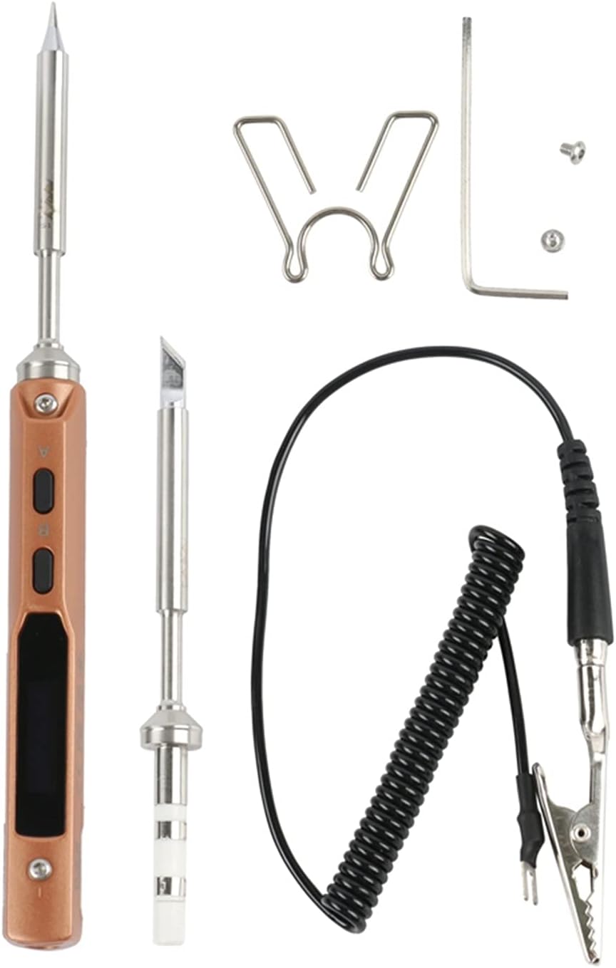 Mini TS100 Digital Electric USB Smart Adjustable Soldering Iron Set 65W LCD Programmable + Power Supply + 2 Solder Iron Tips(TS-KU TS-D24)