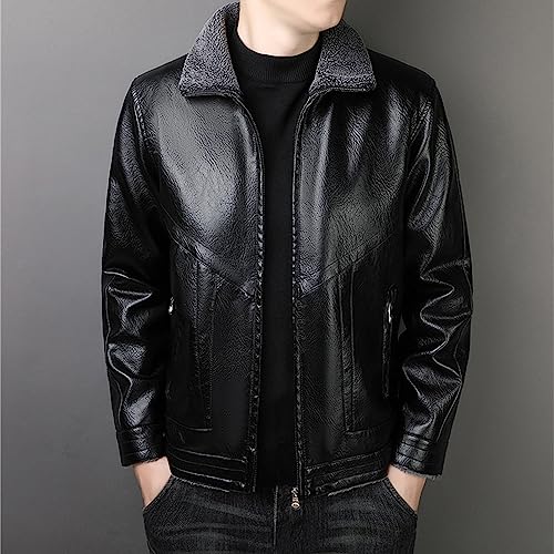 Chaqueta de cuero sintético para hombre con cuello alto miniatura 2