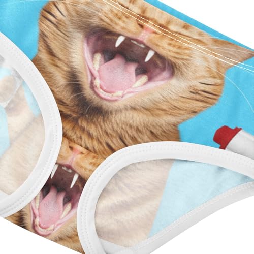 Funny Orange Cat Girl Panties Cute Girls Underwear Toddlers Cotton Fun Print Briefs Undies Kids 2t4