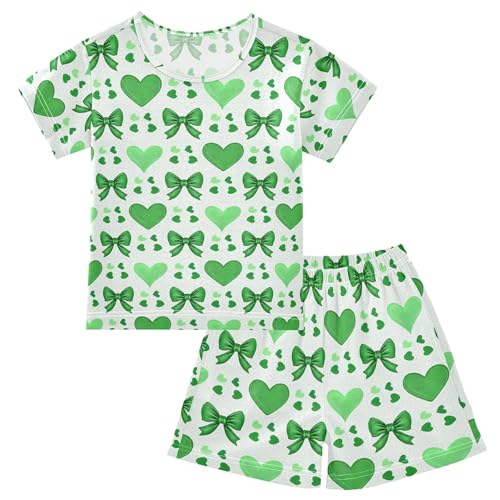 Green Bows Pajama Set Pajamas Sleepwear Nightwear Loungewear Clothes Set B04050073