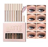 Anglicolor Matte Eyeshadow Set, 8 Colours Highly Pigmented Matte Natural Nude Liquid Eyeshadow,Long