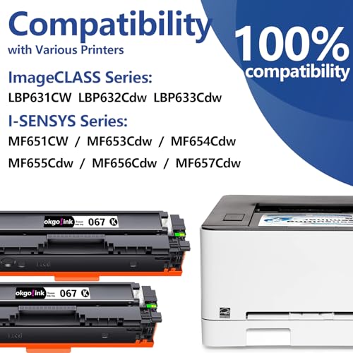 Image of 067 067H Black Toner Cartridge Set 2 Pack CRG-067 Compatible Replacement for Canon 067 canon067 Toner Works with Color ImageClass MF656Cdw LBP632Cdw MF654Cdw MF653Cdw LBP633Cdw MF650C LBP630C Printer