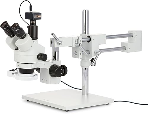 Miniatura 20 de AmScope SM-4TZ-80S Microscopio de zoom estéreo trinocular profesional, ocular WH10x, aumento de 3.5X-90X, objetivo de zoom 0.7X-4.5X, anillo de luz