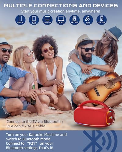 Image of Portable Bluetooth Wireless,60W Loud Speaker with Bass,12H Playtime,IPX5 Waterproof,Stereo Loud Sound,Deep Bass,for Pool,Work,Beach,Outdoor,Workshop,Gift Portable Speaker with TWS (Red)