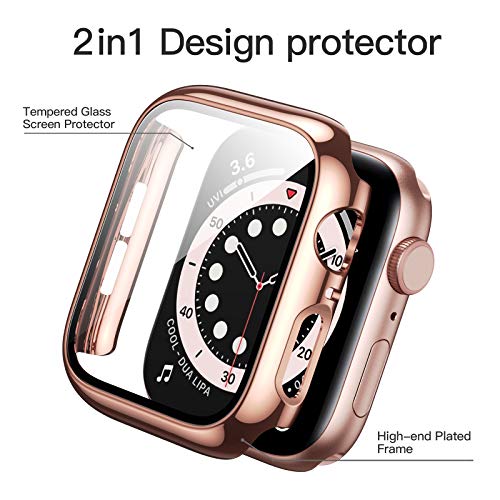 6 Pack Case for Apple Watch 38mm Series 3/2/1 with Tempered Glass Screen Protector, Haojavo Plated Hard PC Ultra-Thin Scratch Resistant Bumper HD Protective Cover for iWatch Accessories - Thumbnail 2
