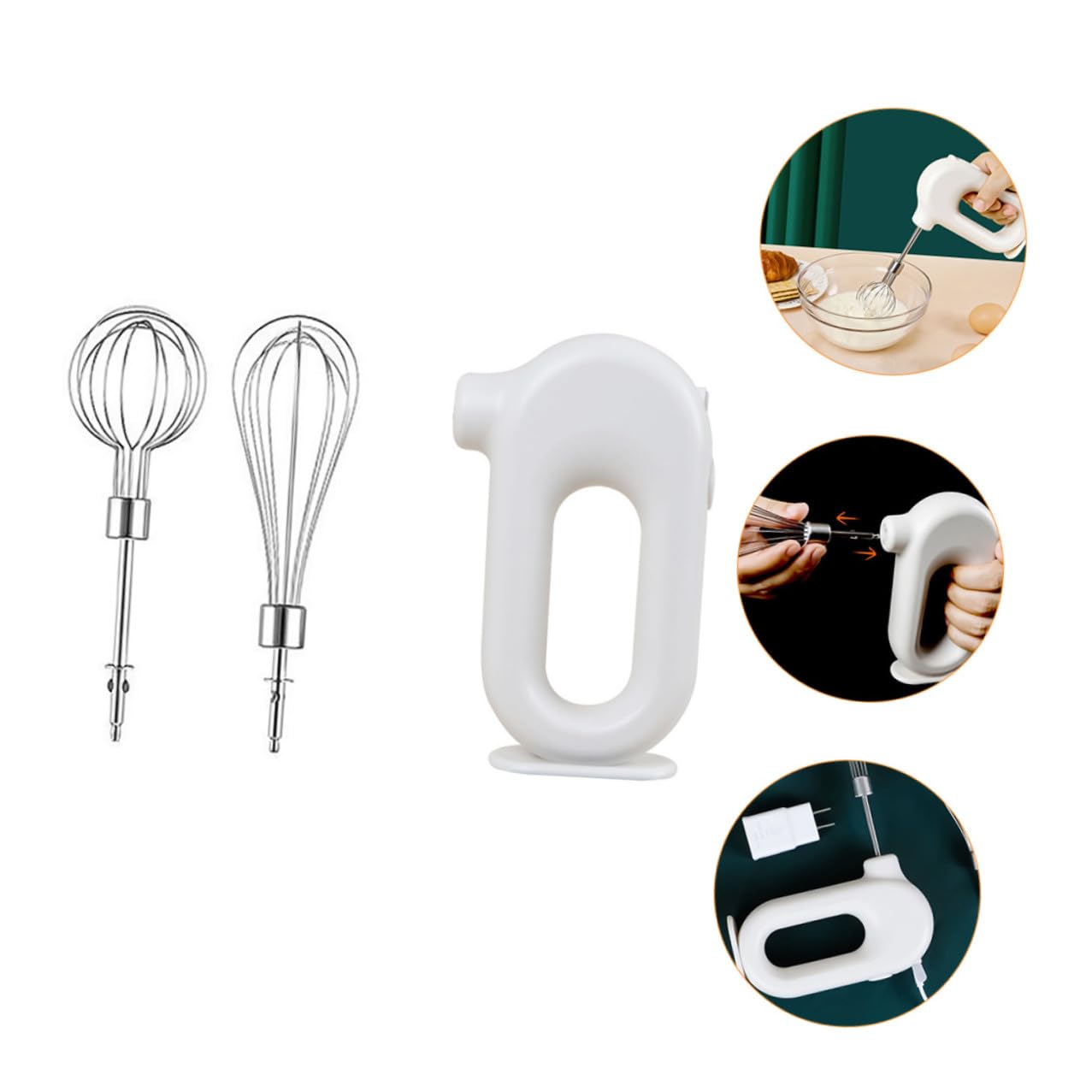Ipetboom Frusta Elettrica Portatile Ricaricabile USB Leggera a Immersione per Montare Albumi e Preparare Dolci, Accessori Staccabili Salvaspazio per Cucina Contemporanea