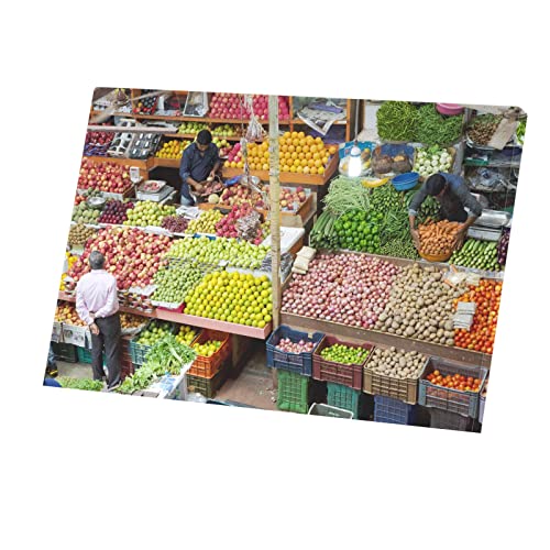 Tableau déco toile imprimée fruits et légumes Inde 90x60 cm pour habiller une cuisine