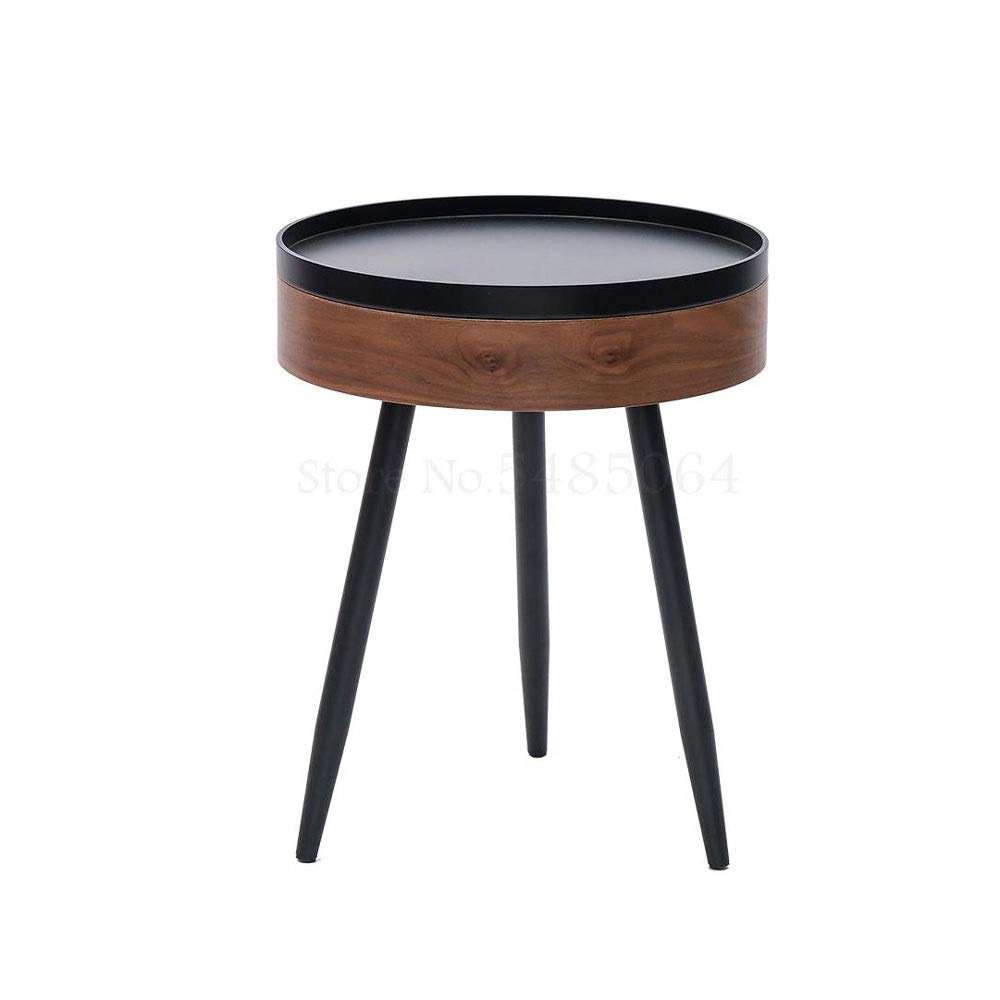 Pimex Side Table Small Round Table Wind Sofa Small Coffee Table Side Table Corner with Storage Iron Legs Bedroom Bedside Table Storage