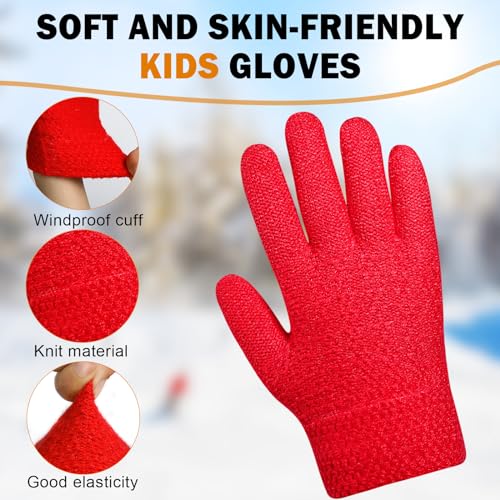 Image of ONESING Kids Knit Gloves - Stretchy Gloves for Boys Girls Winter, Solid Finger Gloves for Children