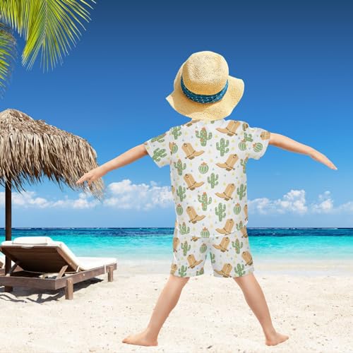 Image of visesunny Funny Boy's 2 Pieces Shirt and Short Set Casual Shirts Short Sleeve Beach Shorts Summer Outfits for 3-10 Years Kids
