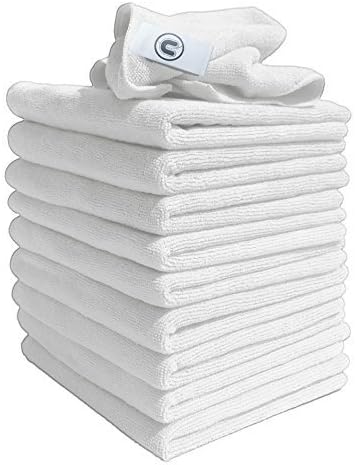 DCS Microfibre Cleaning Cloth, White, Pack of 10, Large Size: 40x40cm. Super Soft Premium Streak Free Washable Cloth Duster for Kitchen , Bathrooms, Surfaces, Mirrors, Car, Motorbike