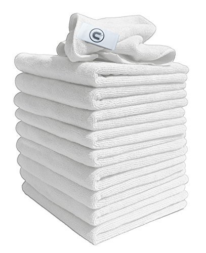 DCS Microfibre Cleaning Cloth, White, Pack of 10, Large Size: 40x40cm. Super Soft Premium Streak Free Washable Cloth Duster for Kitchen, Bathrooms, Surfaces, Mirrors, Car, Motorbike