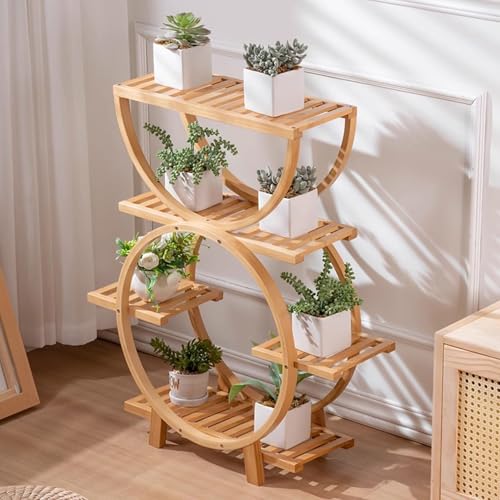 Support à plantes à 5 niveaux en bois noble pour terrasse et salon design