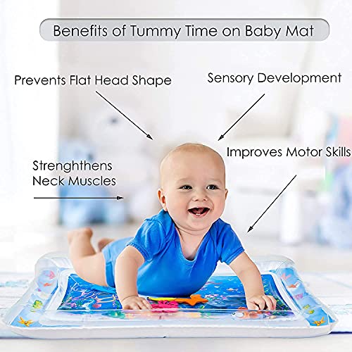 Image of Baby Kids Water Play Mat Toys Inflatable Tummy Time Leakproof Water Play Mat, Fun Activity Play Center Indoor and Outdoor Water Play Mat for Baby Multicolor