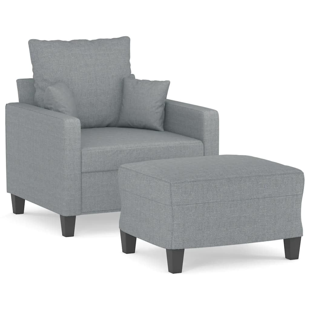 Poltrona con Poggiapiedi Grigio Chiaro 60 cm in Tessuto,Poltrona per Soggiorno,Poltrona Relax,Poltrona Camera da Letto,Poltrona Imbottita Moderna-3201081