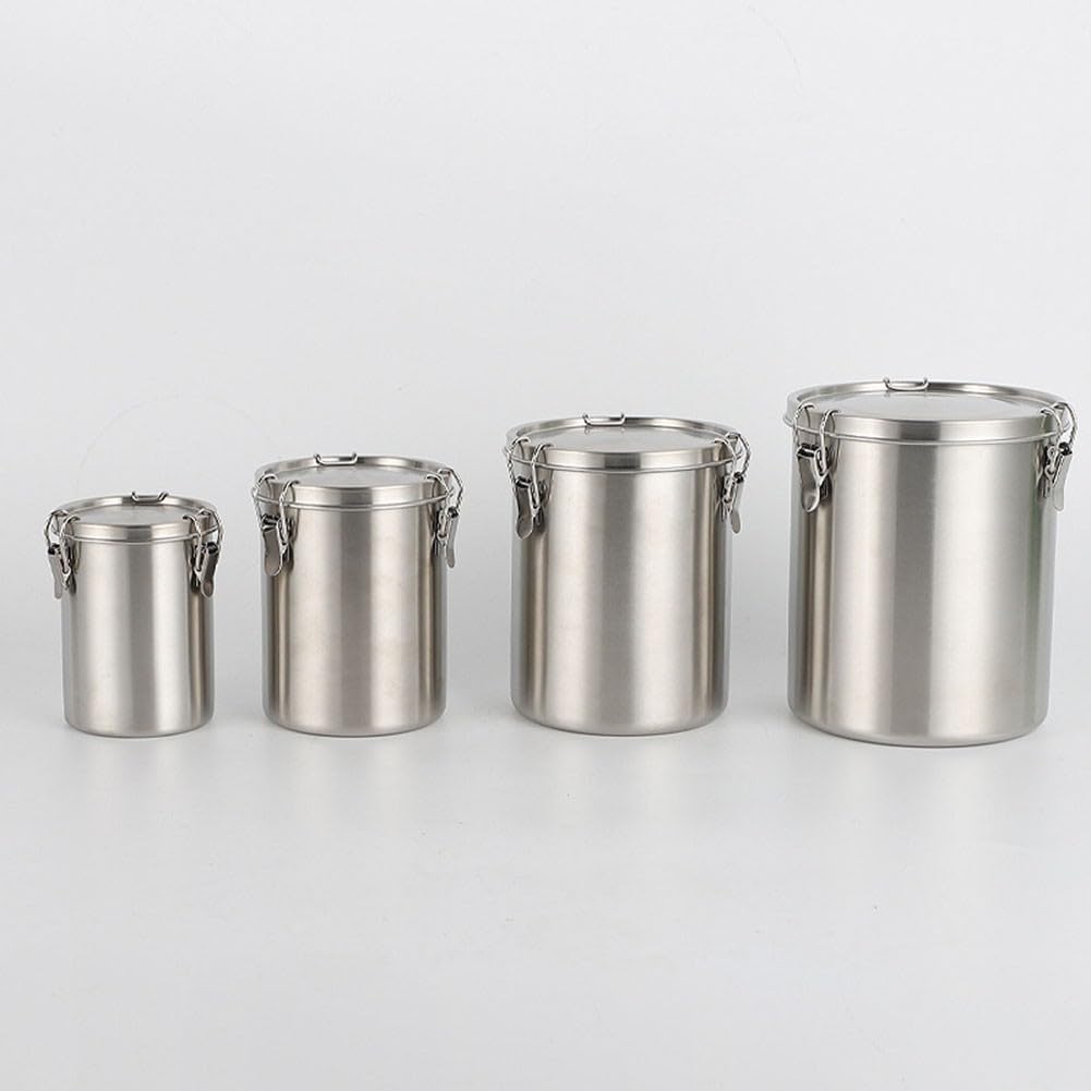 Frischhaltedose aus Edelstahl, luftdicht, mit 3 Ventildichtungen, versiegelter Behälter für Kaffeebohnen, Tee, Zucker, Mehl, Organizer, Tank, Silber (520/1000/1600/2500 ml)