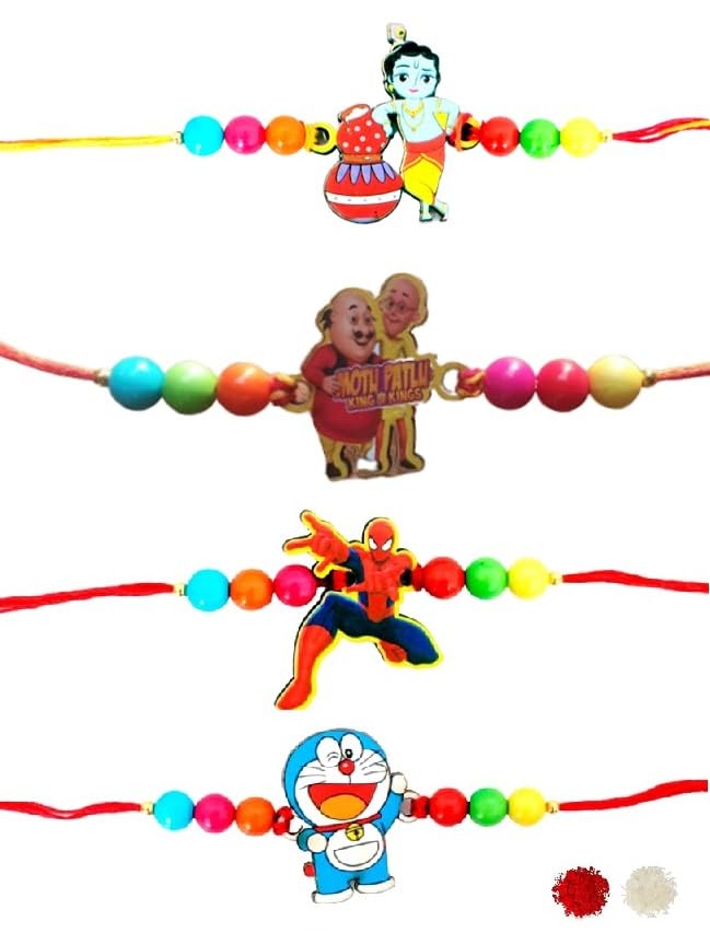 VR Creatives Rakhi for Kids Cartoons Carectores Kids Spiderman With Doraemon,Bal Krishna and Motu patlu Tika set Pack of 4 (B0CBRJQY1D) Amazon Price History, Amazon Price Tracker