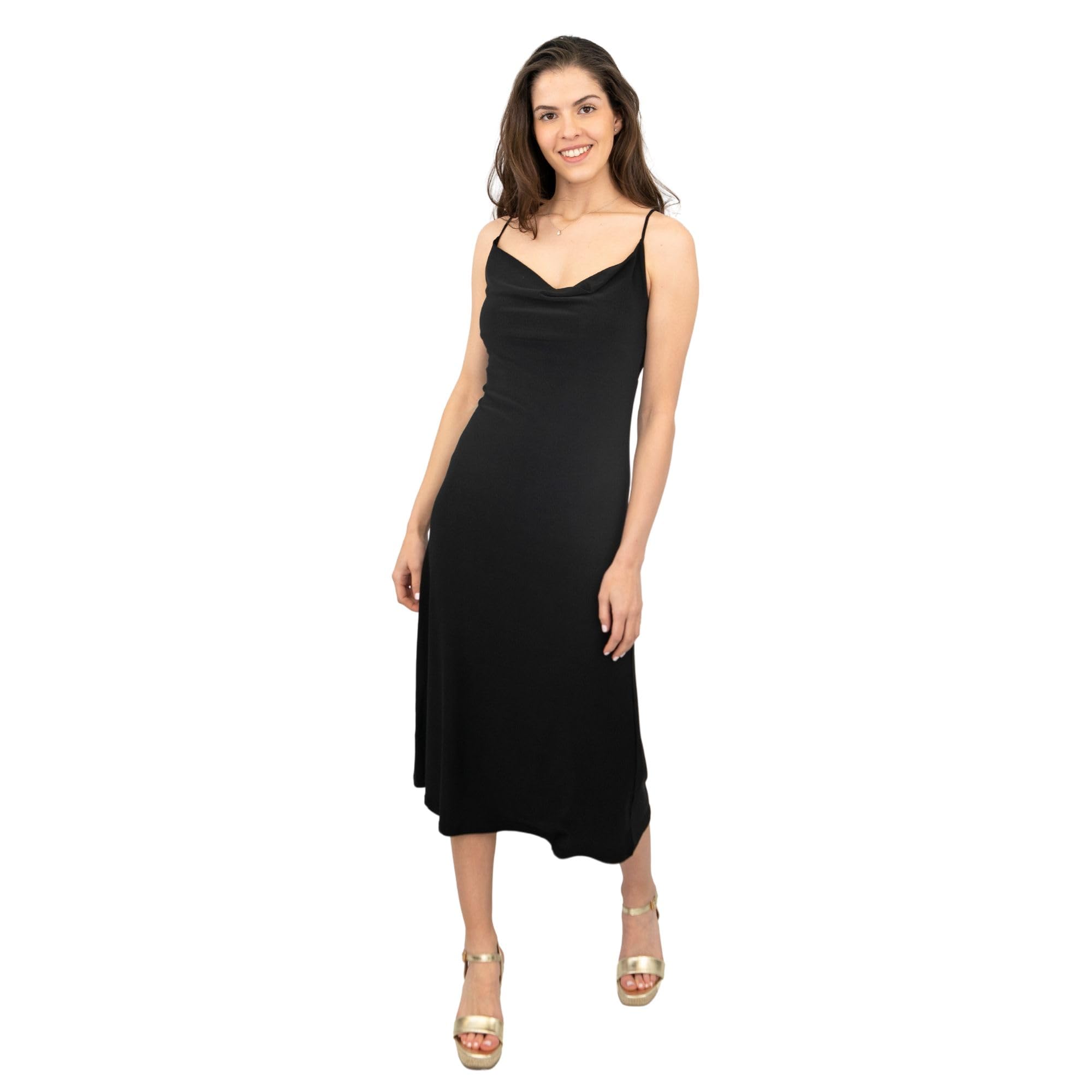 Ex Coast Womens Midi Slip-Style Dresses Sleeveless Cami Straps Cowl Neckline Elegant Versatile Going Out Evening Party