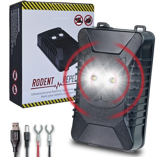 HARIKIKI Ahuyentador de Animales Martas para Coche, Repelentes de plagas ultrasónicos para automóviles trampas para Topos, Anti Ratas, murcielagos, salamanquesas, Gatos montés