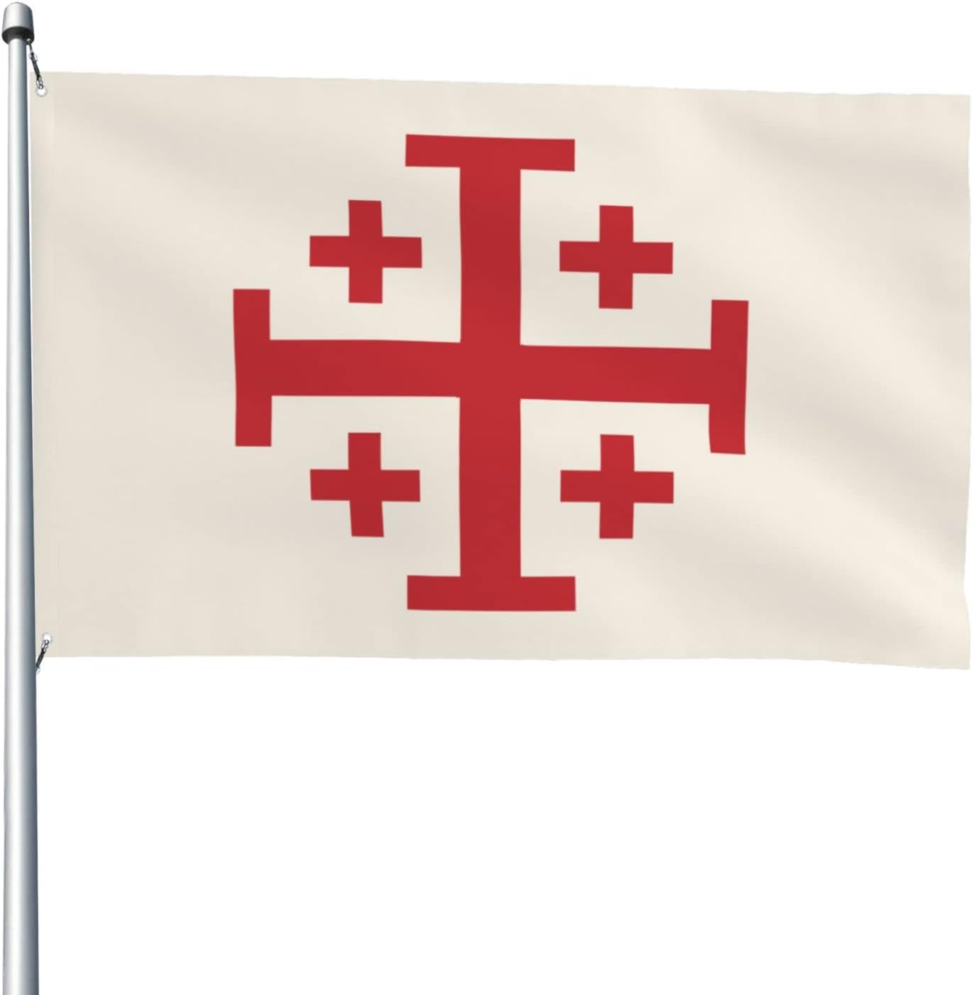 Jerusalem Catholic Cross Flag 4X6 Feet - Vivid Color and Fade Proof - Outdoor Flag Garden Flag with Grommets