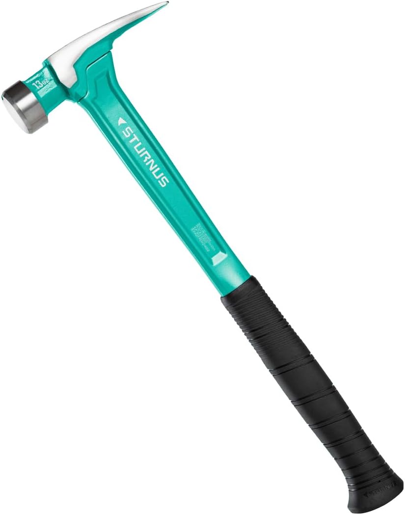 Sturnus Turquoise 13oz Velocity Rip Claw Hammer – 13oz, Lightweight Aluminum & Ergonomic, Pro-Grade with Anti-Vibration Grip (Smooth Head, Long Handle)