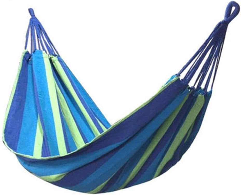 Kisangel Double Thickened Canvas Hanging Hammock with Two Bind Ropes and Carry Bag Blue Outdoor Camping Sleeping Bed for Travel Backpacking Relaxation
