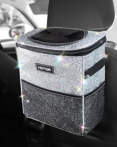 Image of HOTOR Car Trash Can, Leakproof Car Organizer, 2-Gallon, Sparkle White