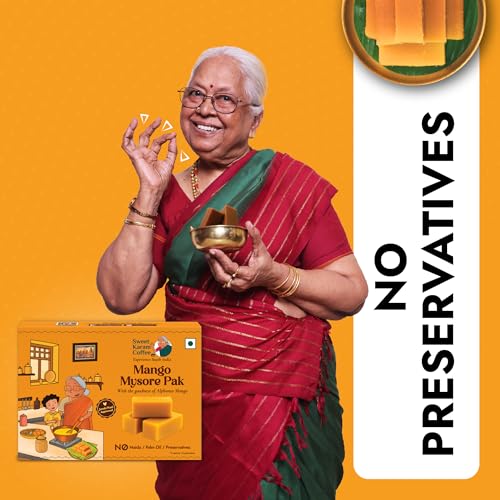 Image of Sweet Karam Coffee Mango Mysore Pak - 100g | No Maida or Preservatives | Traditional South Indian Sweet | Soft & Rich Melt-in-the-Mouth Texture | Authentic Homemade Recipe | Perfect Festive treat