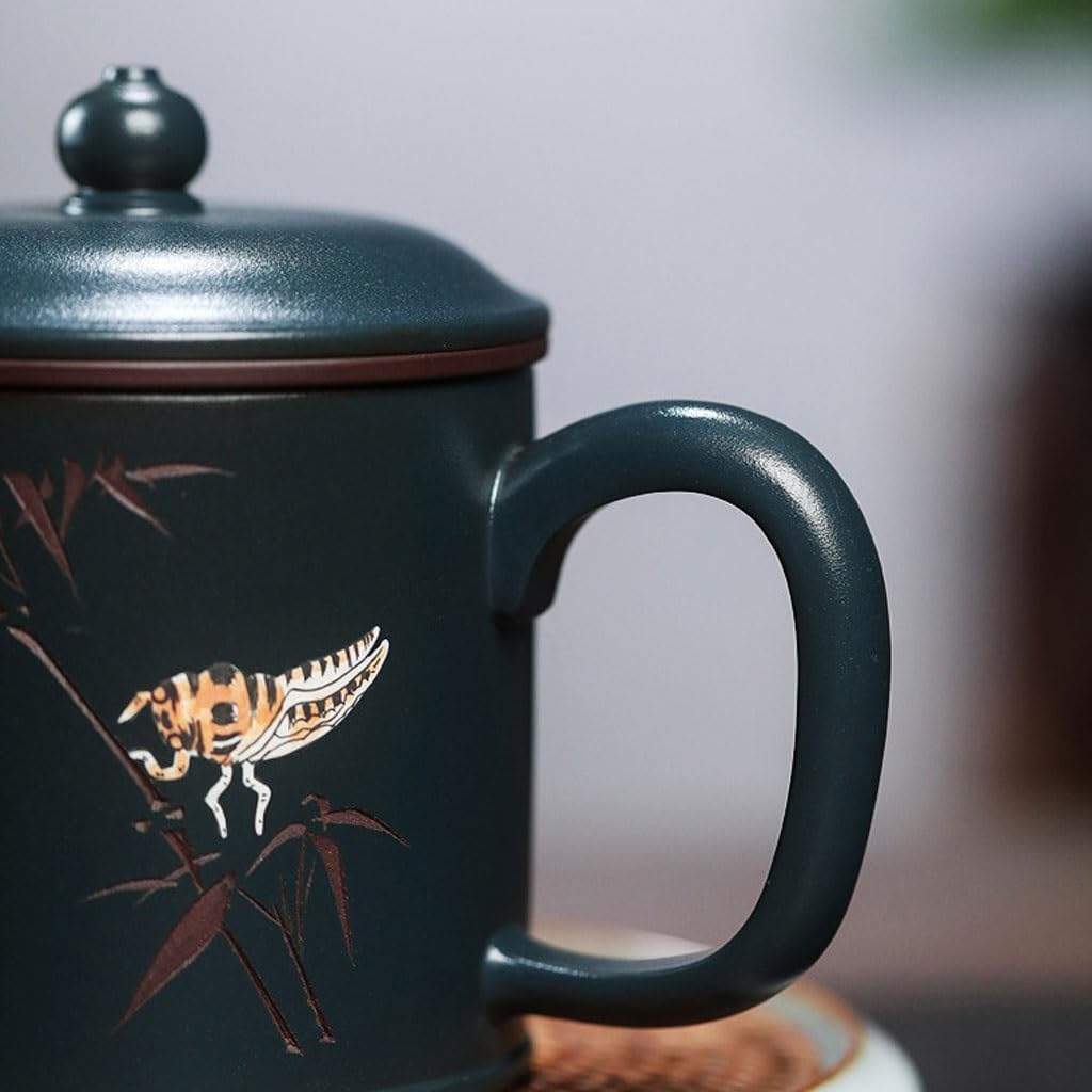 Filiżanki Matcha Handmade: fioletowy kubek z piaskiem z pokrywką 480 ml popołudniowa herbata biurowa filiżanka do herbaty kreatywny kubek na wodę zestaw do herbaty kubek do herbaty