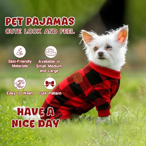 Pijama Navideño para Perro de Terciopelo Rojo a Cuadros miniatura 5