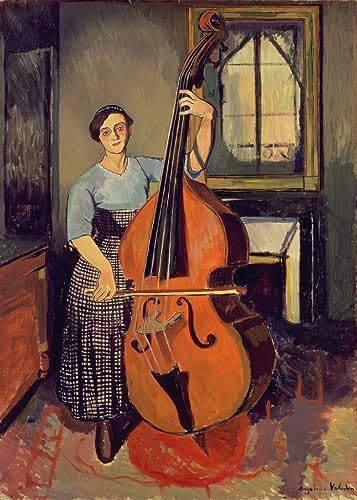Peinture Femme à la contrebasse Valadon | Poster affiche déco murale maison 60x90cm