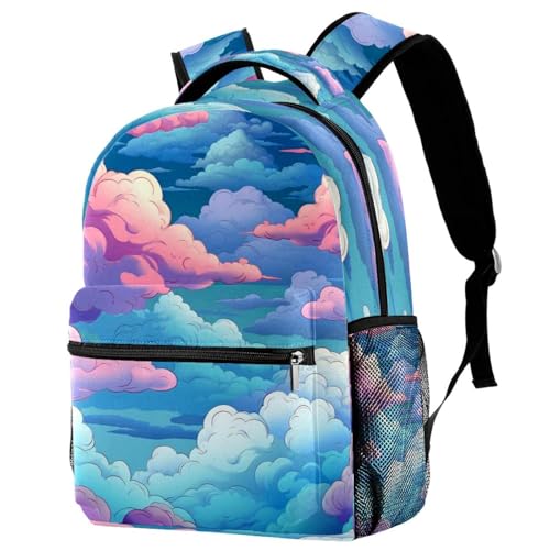 Sac à dos de campus cartable école multicolore fille garçon avec filet gourde