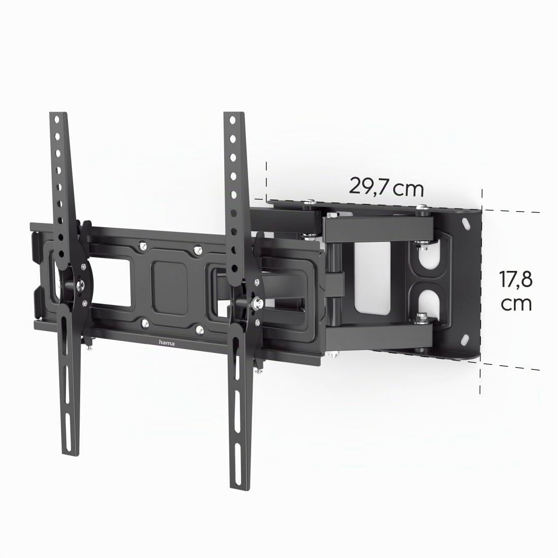 Hama - Soporte de Pared para TV (Giratorio, inclinable, telescópico, 10 años, TV de 32" a 65", 165 cm, 40 kg, inclinación -15°/+15°, rotación 160°, VESA 400 x 400, gestión de Cables, Tacos Fischer),