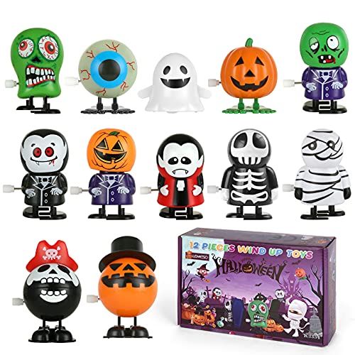 LEMESO 12 pz Giocattoli di Carica di Halloween Regalo per la Festa di Halloween Giochi di Salti Bambini Zucca Fantasma Scheletro Dolcetto o Scherzetto
