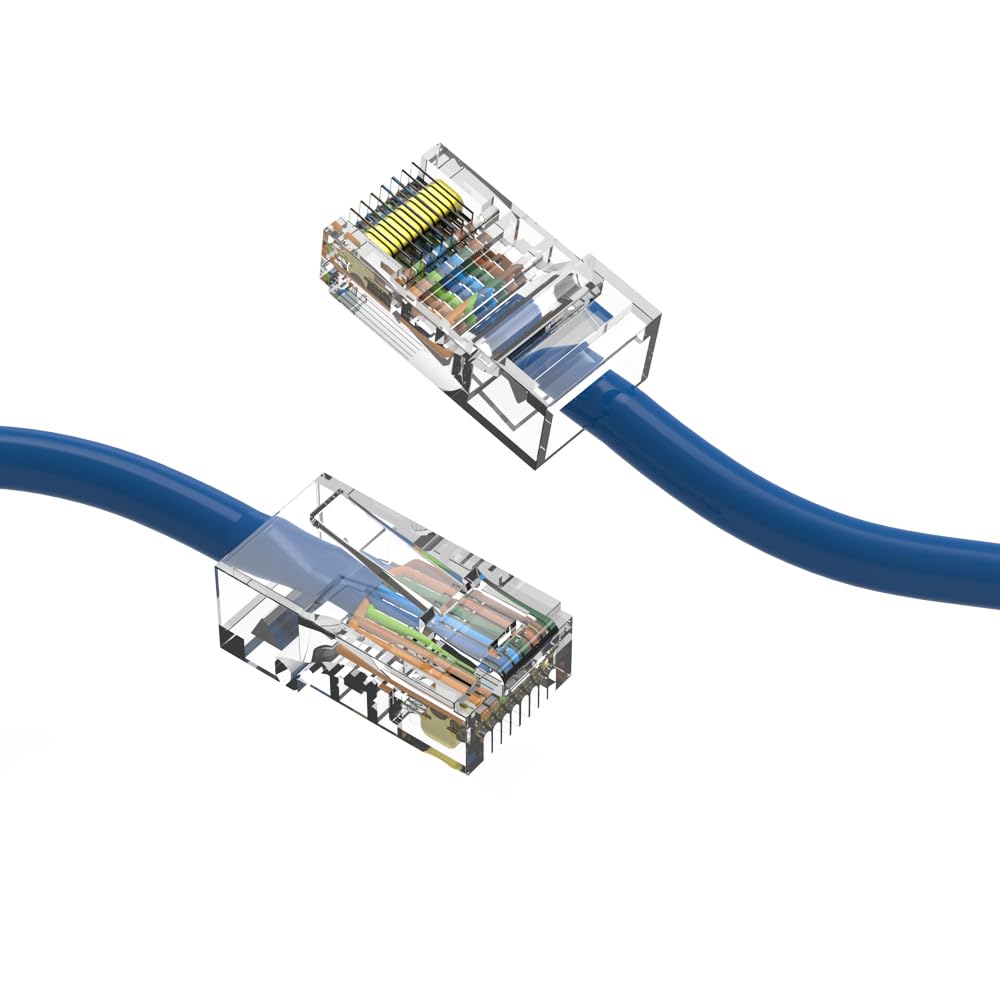 Cat6 Ethernet Cable 550MHZ UTP Bare Copper No Boot Network Patch Cable with Connector – High-Speed Internet Cable LAN Wire for Computer Networks. (200ft, Blue)