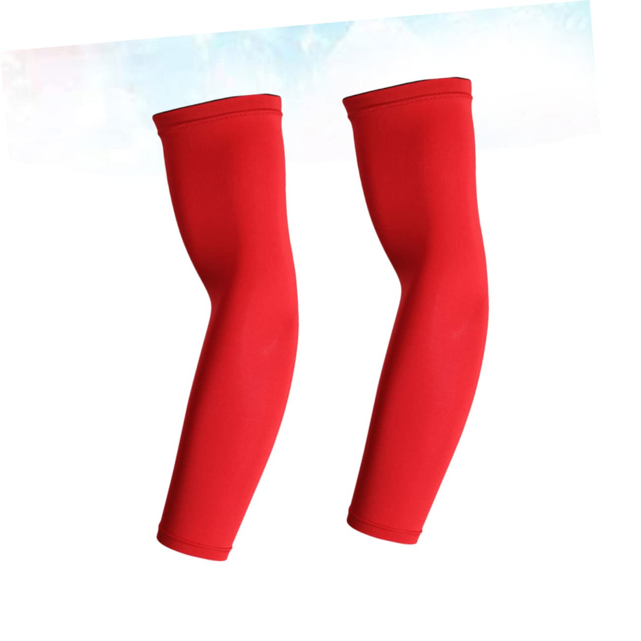 Ipetboom 1 Pair Elbow Protection Sleeve for Men Women Stretchy Sun Protective Pads Breathable Compression Arm Guard for Sports Training Red