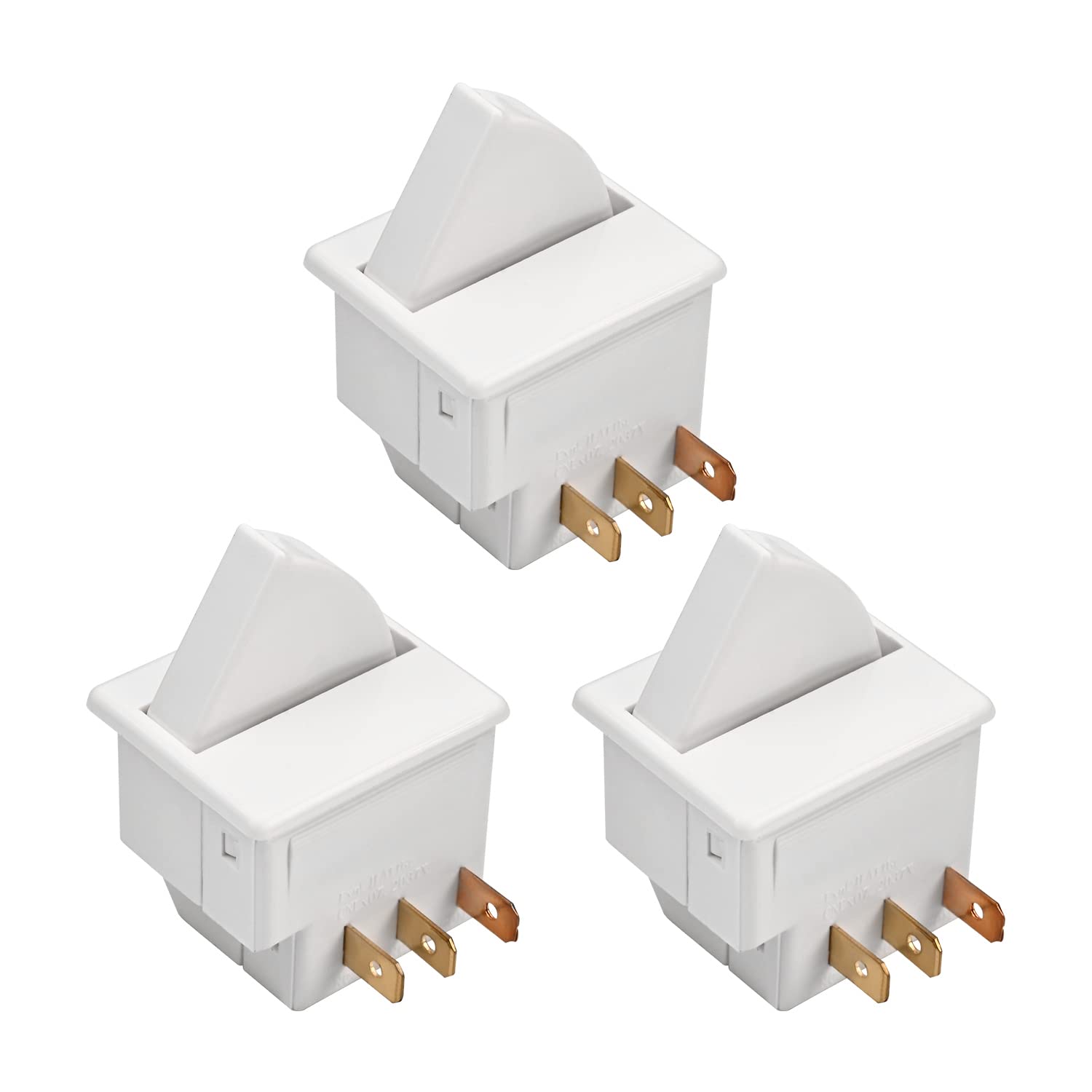Fielect LTK-17 Refrigerator Door Light Switch Momentary Fridge Switch Normally Closed 29.8mm x 25.5mm 250V 0.5A 3Pcs 3Pin White