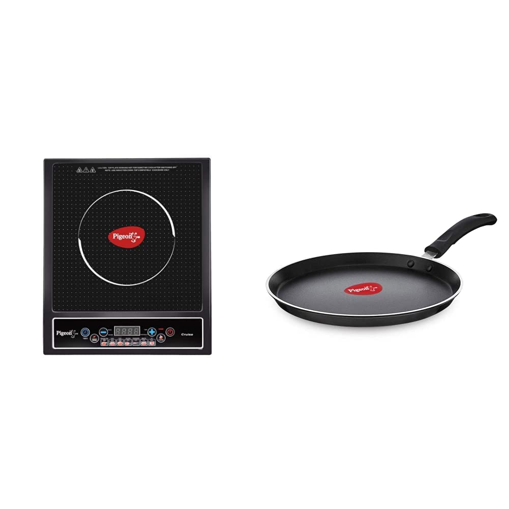 Pigeon by Stovekraft Cruise 1800-Watt Induction Cooktop (Black) & Special Non-Stick Aluminium Flat Tawa, 280mm, Black Combo-image-10