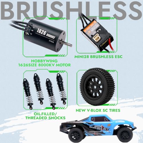 Image of HOBBYPLUS Speck SCT Brushless 1 /24 2WD RC Short Course Truck RTR, 8000KV Brushless Motor, Hobbywing ESC, Oil-Filled Shocks, High-Speed Off Road RC Truck (Brushless Blue)