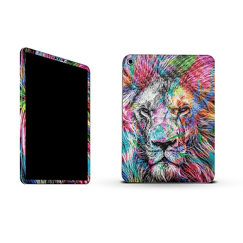 Image of MightySkins Carbon Fiber Skin Compatible with Apple iPad 10.9 inch 10th Gen (2022) Full Wrap Kit - Neon Lion | Protective, Durable Textured Carbon Fiber Finish | Easy to Apply | Made in The USA